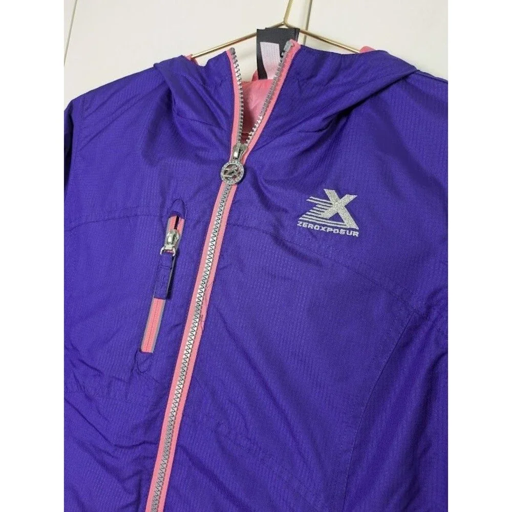 ZeroXPosur Purple and Pink Long Sleeve Windbreaker Full Zip Jacket 10/12